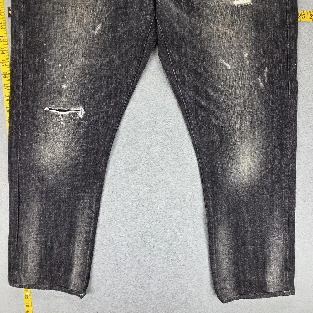 Banana Republic Jeans Mens Black Selvedge Slim‎ Whiskers Thrashed Fits 36x30